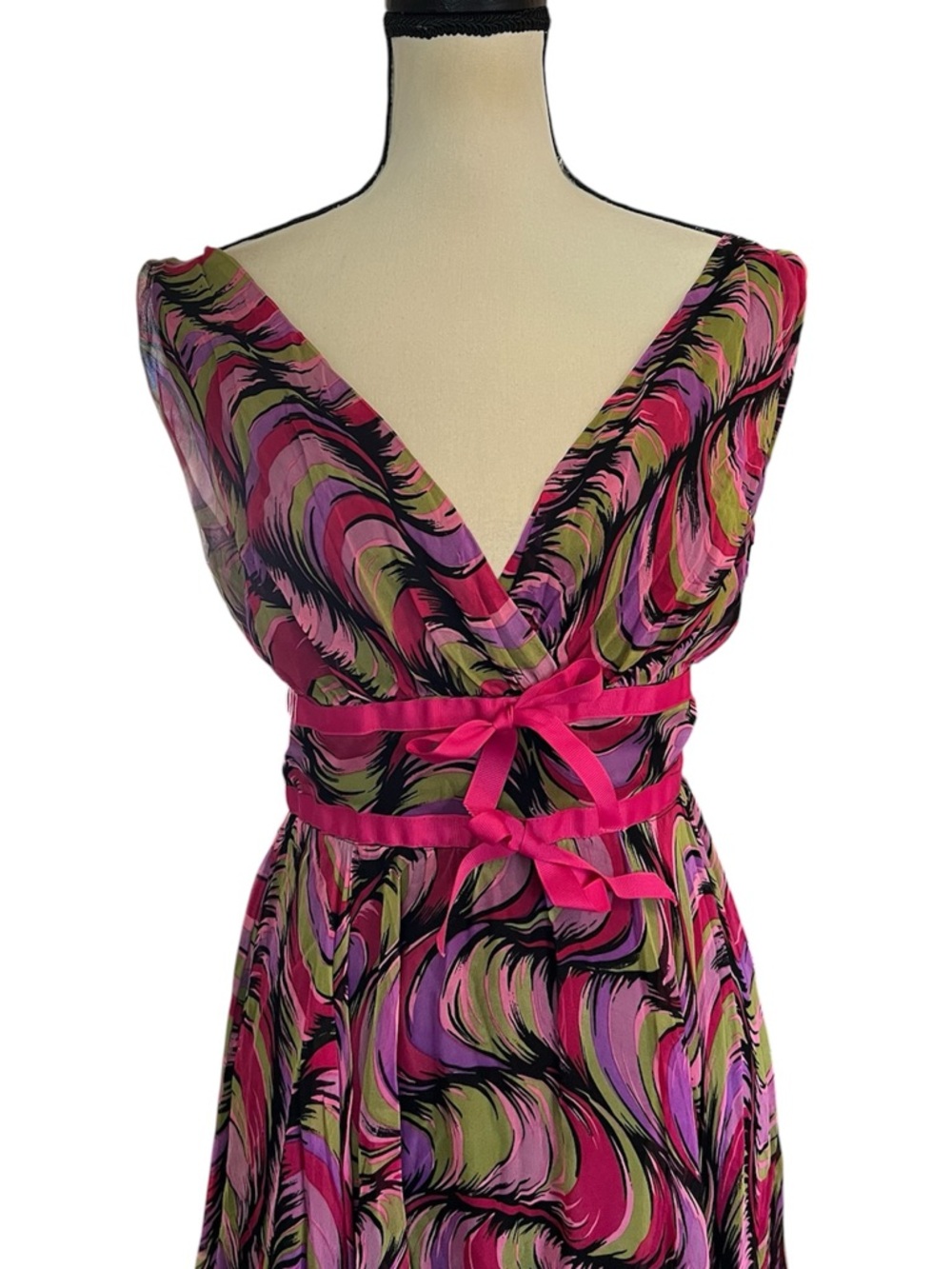 NWT Vintage Y2K Betsey Johnson New York Sheer Silk Handkerchief Hem Runway Dress - Picture 4 of 13